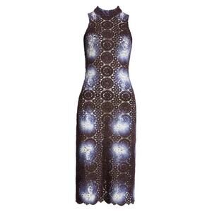 BUSAYO Lekan Crochet Midi Dress, Blue/White, African Artisan Vibrant, size XL